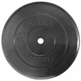 Диск ATLET обрезиненный 25 мм черный 15 кг MB Barbell