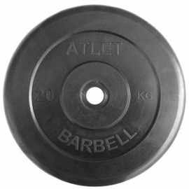 Диск обрезиненный 25мм черный 20 кг ATLET  MB Barbell