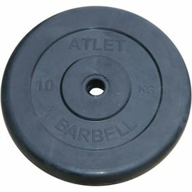 Диск ATLET обрезиненный 25 мм черный 10 кг MB Barbell