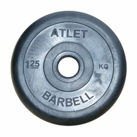 Диск ATLET обрезиненный 25 мм черный 1,25 кг MB Barbell